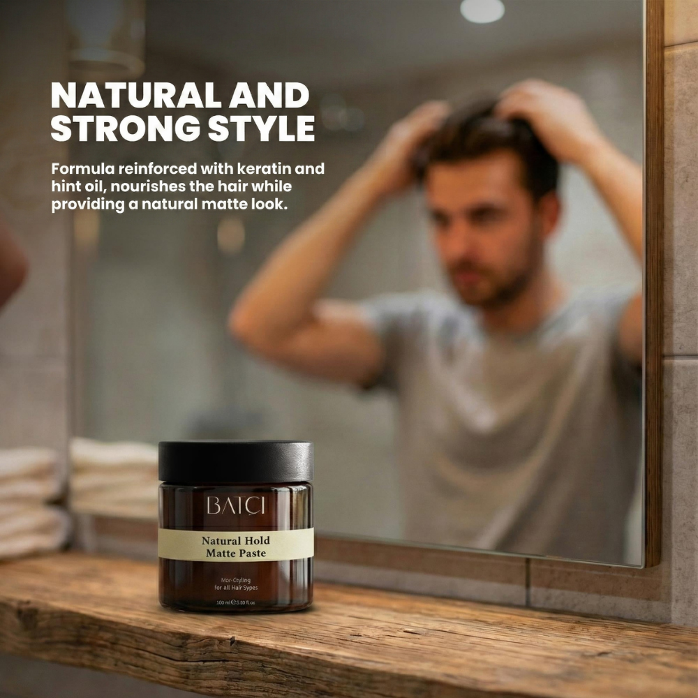 Natural and strong style with keratin-enriched matte paste