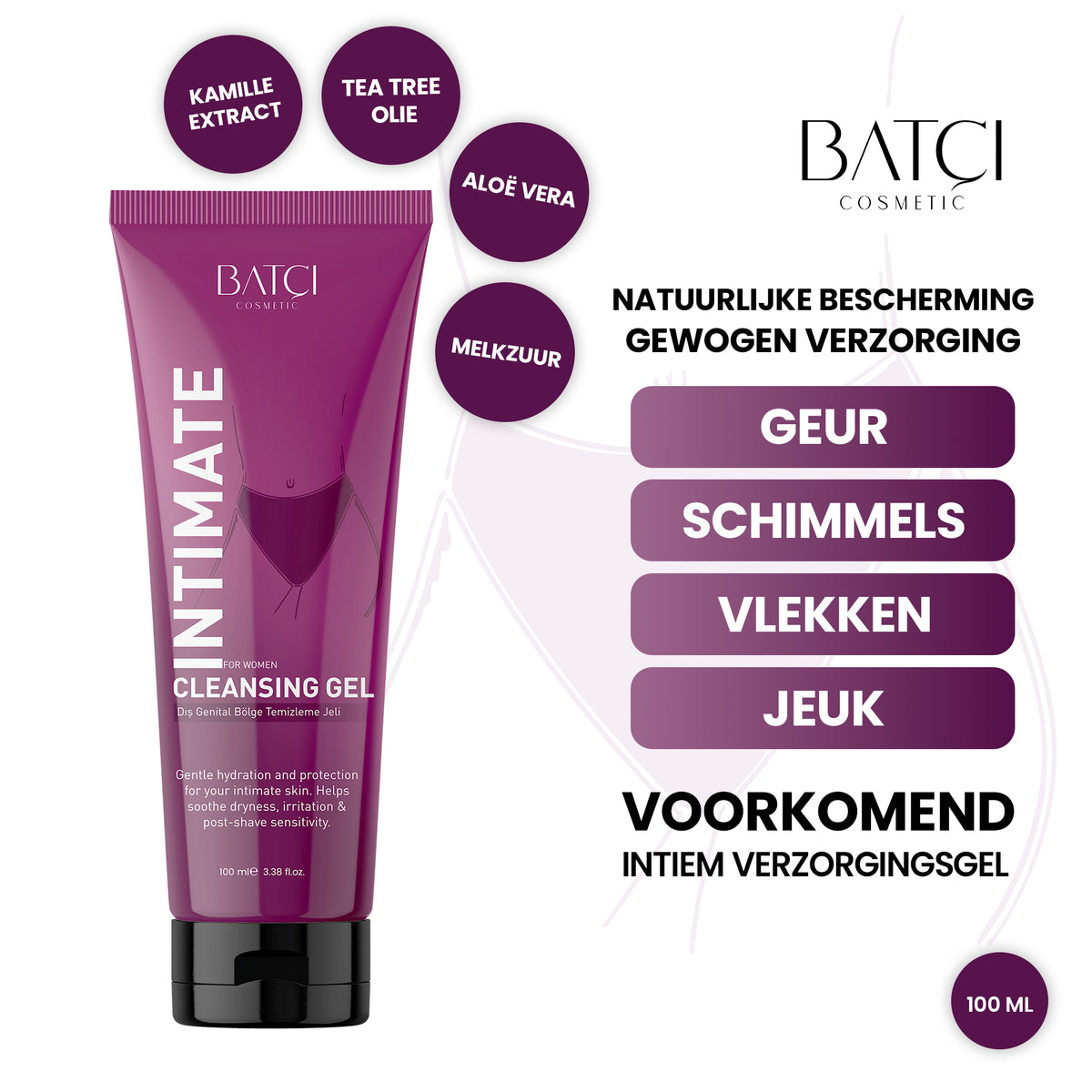 Women’s intimate gel with chamomile, tea tree, aloe vera and lactic acid