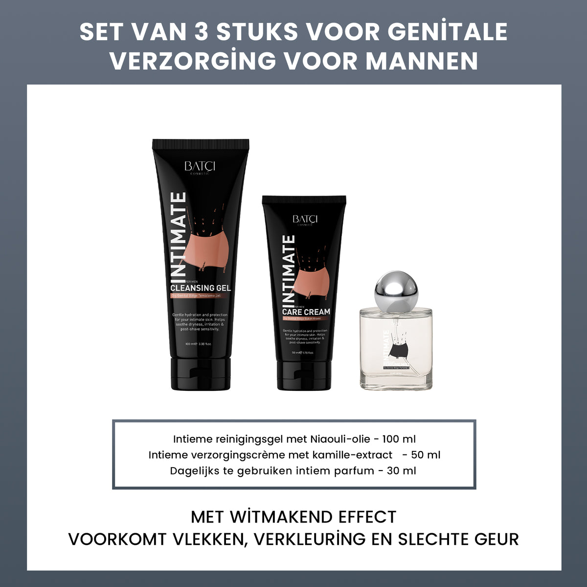 3-piece genital care set for men with contents