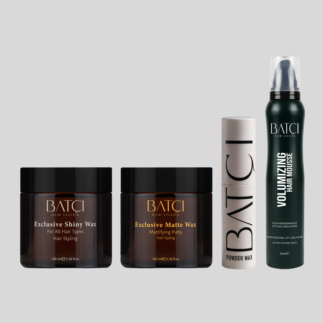 BATCI hair styling products: hair wax, gel and spray