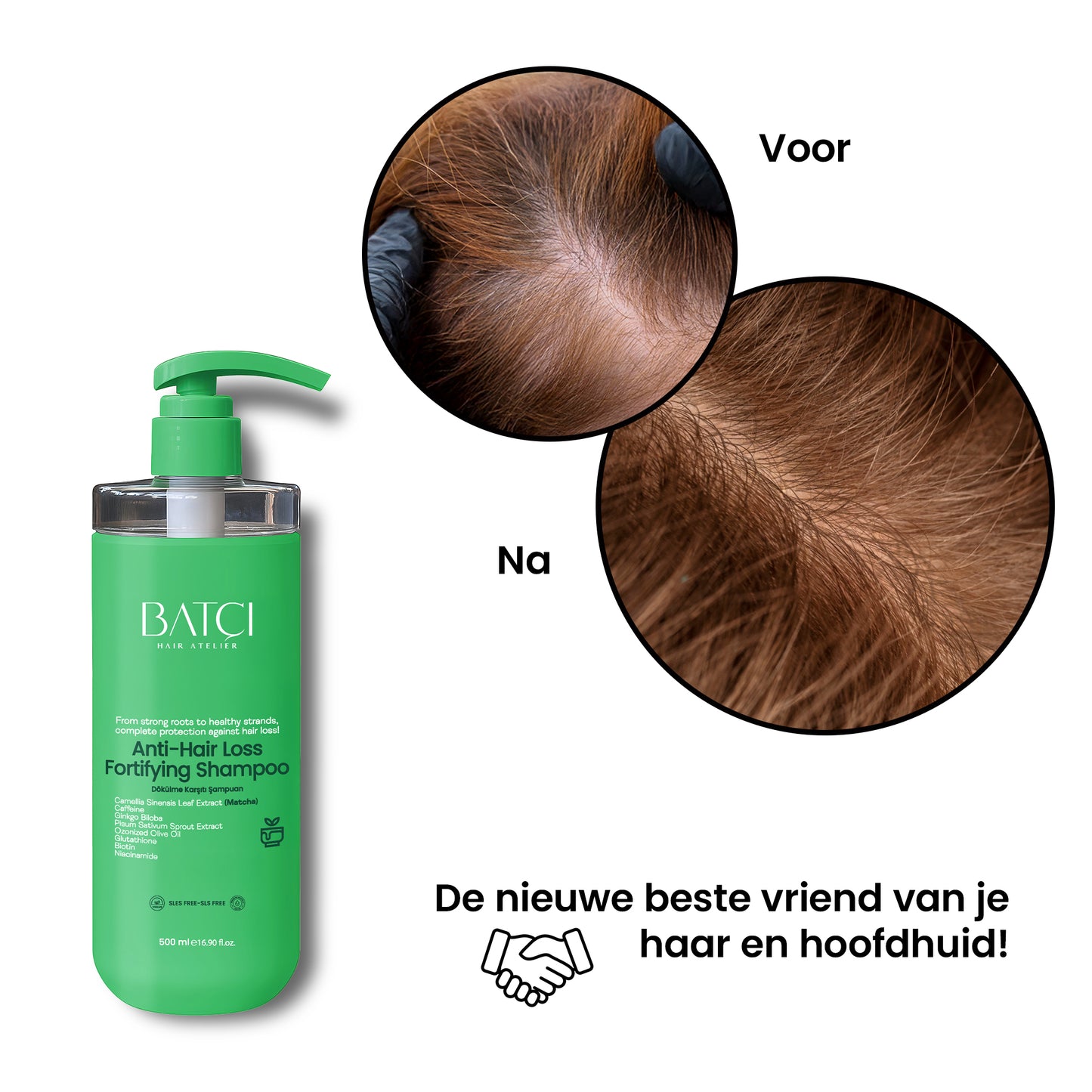 BATCI® Anti Hair Loss Shampoo Nourishing Formula With Matcha Tea Extract 500 ML