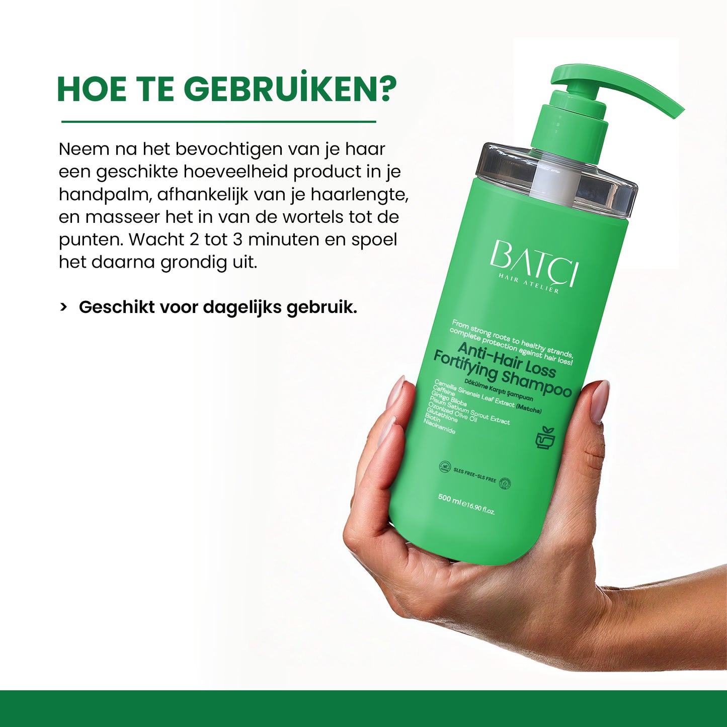 BATCI® Anti Hair Loss Shampoo Nourishing Formula With Matcha Tea Extract 500 ML